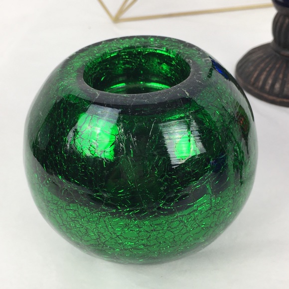 Red Green Blue & Clear Glass Candle Holders - Picture 2 of 7